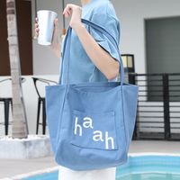 Women's Medium Canvas Letter Preppy Style Classic Style Open Canvas Bag main image 1