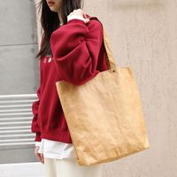 Women's Large Kraft Paper Solid Color Streetwear Open Shoulder Bag main image 5
