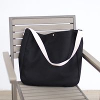 Women's Large Canvas Solid Color Basic Classic Style Magnetic Buckle Canvas Bag sku image 3