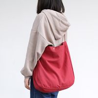Women's Large Canvas Solid Color Basic Classic Style Magnetic Buckle Canvas Bag main image 2