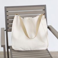 Women's Large Canvas Solid Color Basic Classic Style Magnetic Buckle Canvas Bag sku image 4
