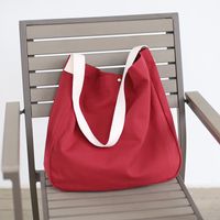 Women's Large Canvas Solid Color Basic Classic Style Magnetic Buckle Canvas Bag sku image 1
