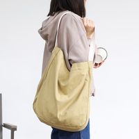 Women's Large Canvas Solid Color Basic Classic Style Magnetic Buckle Canvas Bag main image 5