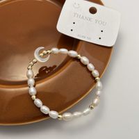 Basic Moon Freshwater Pearl Shell Plating 14K Gold Plated Women's Bracelets sku image 1