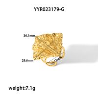 Nordic Style French Style Rhombus 18K Gold Plated 304 Stainless Steel Wholesale Open Rings sku image 2
