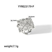 Nordic Style French Style Rhombus 18K Gold Plated 304 Stainless Steel Wholesale Open Rings sku image 1