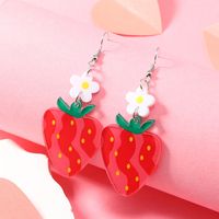 1 Pair Simple Style Flower Strawberry Arylic Drop Earrings sku image 1