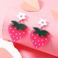 1 Pair Simple Style Flower Strawberry Arylic Drop Earrings sku image 3