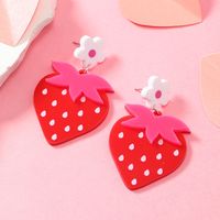 1 Pair Simple Style Flower Strawberry Arylic Drop Earrings sku image 2