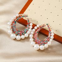 1 Pair Lady Water Droplets Alloy Artificial Rhinestones Pearl Ear Studs main image 4