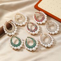 1 Pair Lady Water Droplets Alloy Artificial Rhinestones Pearl Ear Studs main image 1