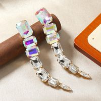 1 Pair Simple Style Rhombus Tassel Alloy Artificial Gemstones Drop Earrings sku image 1