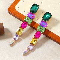 1 Pair Simple Style Rhombus Tassel Alloy Artificial Gemstones Drop Earrings sku image 4