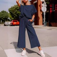 Casual Women's Simple Style Solid Color Polyester Pants Sets Pants Sets main image 3