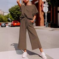 Casual Women's Simple Style Solid Color Polyester Pants Sets Pants Sets main image 4