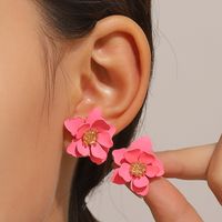 1 Pair Simple Style Classic Style Flower Stoving Varnish Arylic Ear Studs main image 1