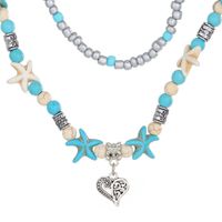 Wholesale Jewelry Retro Classic Style Starfish Shell Arylic Alloy Beaded Necklace main image 5