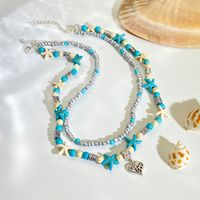 Wholesale Jewelry Retro Classic Style Starfish Shell Arylic Alloy Beaded Necklace main image 1