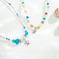 Wholesale Jewelry Retro Classic Style Starfish Shell Arylic Alloy Beaded Necklace main image 4