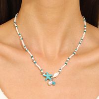 Wholesale Jewelry Retro Classic Style Starfish Shell Arylic Alloy Beaded Necklace sku image 5
