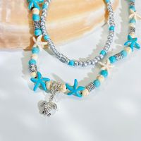 Wholesale Jewelry Retro Classic Style Starfish Shell Arylic Alloy Beaded Necklace main image 3