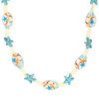 Wholesale Jewelry Retro Classic Style Starfish Shell Arylic Alloy Beaded Necklace sku image 14