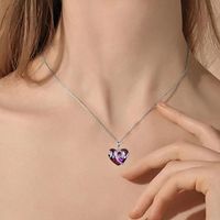 Wholesale Jewelry Simple Style Classic Style Heart Shape Alloy Organic Glass Zircon Inlay Pendant Necklace main image 5