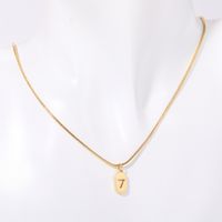 304 Stainless Steel Titanium Steel 18K Gold Plated Basic Modern Style Classic Style Plating Number Pendant Necklace sku image 7