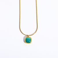 Titanium Steel Gold Plated Simple Style Classic Style Plating Color Block Pendant Necklace main image 2