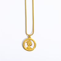 Titanium Steel Gold Plated Simple Style Classic Style Plating Color Block Pendant Necklace sku image 1