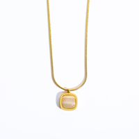 Titanium Steel Gold Plated Simple Style Classic Style Plating Color Block Pendant Necklace sku image 3