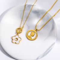 Titanium Steel Gold Plated Simple Style Classic Style Plating Color Block Pendant Necklace main image 4