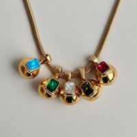 304 Stainless Steel Titanium Steel 18K Gold Plated IG Style Modern Style Classic Style Plating Inlay Geometric Zircon Pendant Necklace main image 7