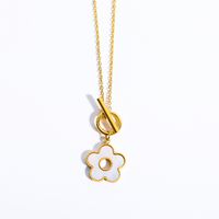 Titanium Steel Gold Plated Simple Style Classic Style Plating Color Block Pendant Necklace sku image 2