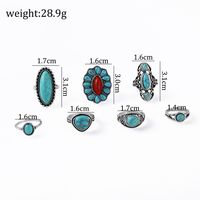 Exaggerated Ethnic Style Cool Style Leaf Round Snake Alloy Plating Inlay Turquoise Women's Rings main image 3