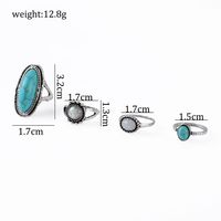 Exaggerated Ethnic Style Cool Style Leaf Round Snake Alloy Plating Inlay Turquoise Women's Rings main image 2