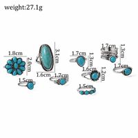 Exaggerated Ethnic Style Cool Style Leaf Round Snake Alloy Plating Inlay Turquoise Women's Rings main image 4