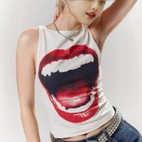 Women's Racerback Tank Tops T-Shirts Printing Hip-Hop Streetwear Mouth main image 3