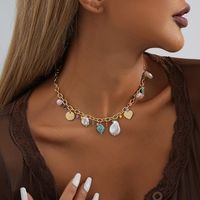 Casual Vacation Geometric Natural Stone Seed Bead Iron Plating Women's Pendant Necklace sku image 1