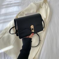 Women's Small Pu Leather Solid Color Streetwear Lock Clasp Square Bag sku image 1