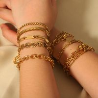 304 Stainless Steel 18K Gold Plated Basic Modern Style Classic Style Plating Geometric Solid Color Bracelets main image 6