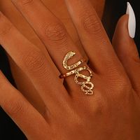 Elegant Queen Classic Style Snake 304 Stainless Steel 18K Gold Plated Open Rings In Bulk main image 1