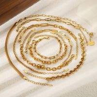 304 Stainless Steel 18K Gold Plated Basic Modern Style Classic Style Plating Geometric Solid Color Bracelets main image 5