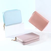 Women's Solid Color PVC Side Zipper Card Holders main image 6