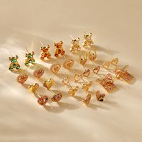 1 Paire Décontractée Sucré Forme De Cœur Le Cuivre Zircon Plaqué Or 18K Boucles D'Oreilles main image 7