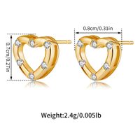 1 Paire Décontractée Sucré Forme De Cœur Le Cuivre Zircon Plaqué Or 18K Boucles D'Oreilles sku image 2