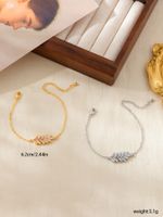 Wholesale Elegant Romantic Sweet Feather Petal Copper Plating Inlay 18K Gold Plated Zircon Bracelets main image 2