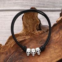 Casual Simple Style Commute Tortoise Flower Skull Alloy Leather Women's Bracelets main image 4