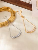 Wholesale Elegant Romantic Sweet Feather Petal Copper Plating Inlay 18K Gold Plated Zircon Bracelets sku image 3