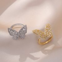 Copper Elegant Lady Classic Style Plating Butterfly Open Rings main image 1